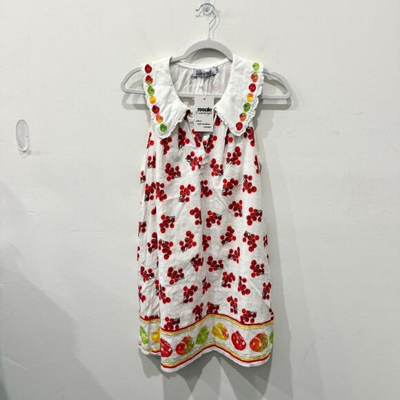 Rachel Antonoff Tanya Mini Swing Dress White Abstract Cotton With Tomato Print S - Picture 2 of 5